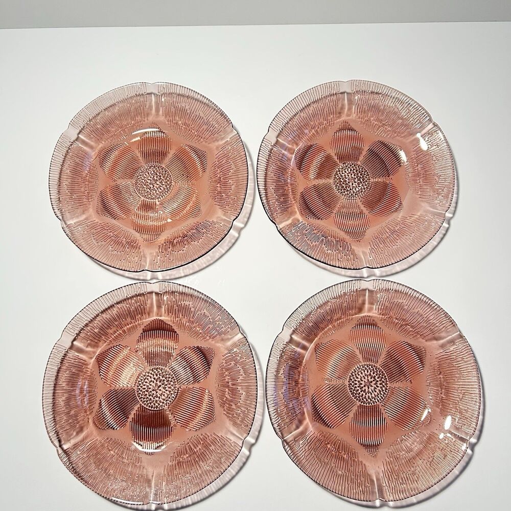 Fortecrisa Mexico set of 4 amethyst purple glass 7” Salad plates